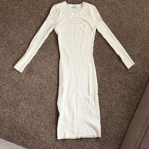 Abercrombie & Fitch Cream Long Sleeve Sweater Dress